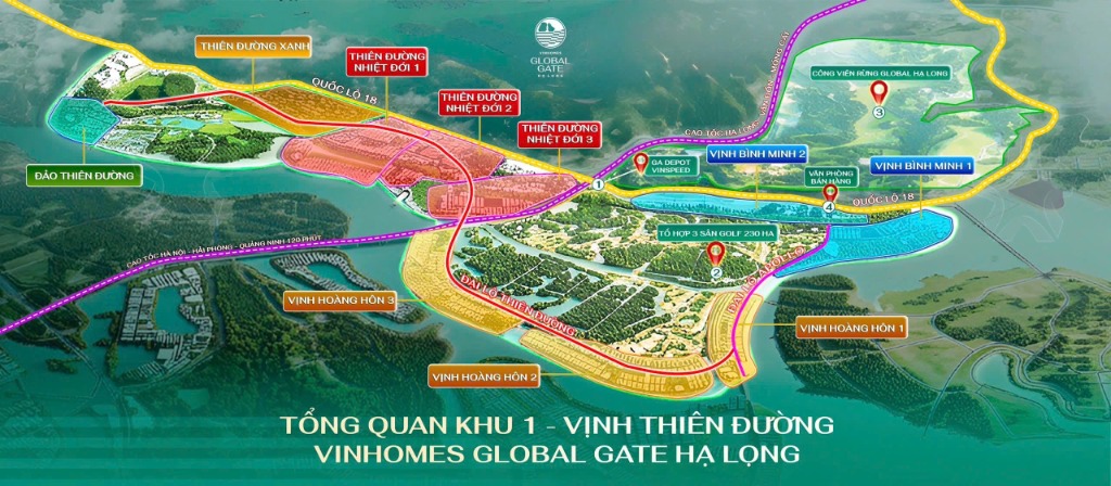 Tổng quan khu 1 - Vịnh Thiên Đường Vinhomes Global Gate Hạ Long